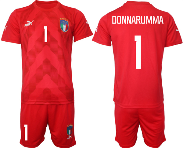 Men's Italy #1 Donnarumma Red Goalkeeper Soccer Jersey Suit